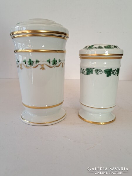 RITKASÁG! 2 db Zsolnay/Herendi kézzel festett porcelán fedeles patikaedény