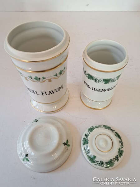 RITKASÁG! 2 db Zsolnay/Herendi kézzel festett porcelán fedeles patikaedény