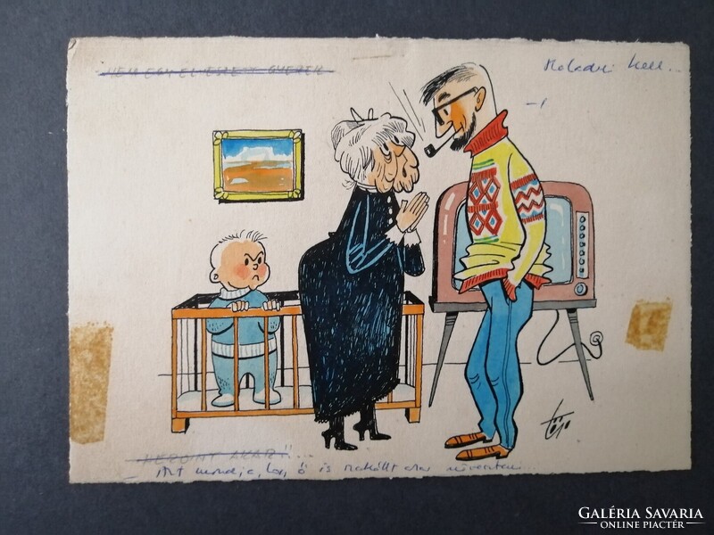 KIS LUDAS EREDETI KARIKATÚRA - NEMES TÖRÖK JÁNOS /1907-1980/- GRAFIKUS, KARIKATURISTA