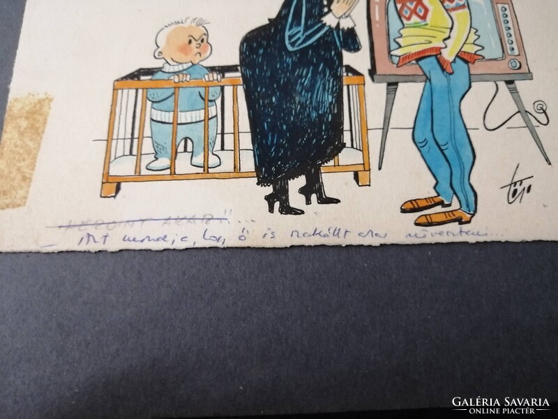 KIS LUDAS EREDETI KARIKATÚRA - NEMES TÖRÖK JÁNOS /1907-1980/- GRAFIKUS, KARIKATURISTA