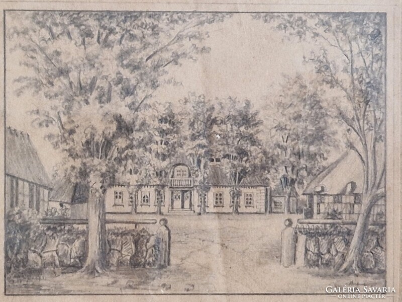 Németalföldi, vagy osztrák festő kb. 1840-1860 között ceruzarajz