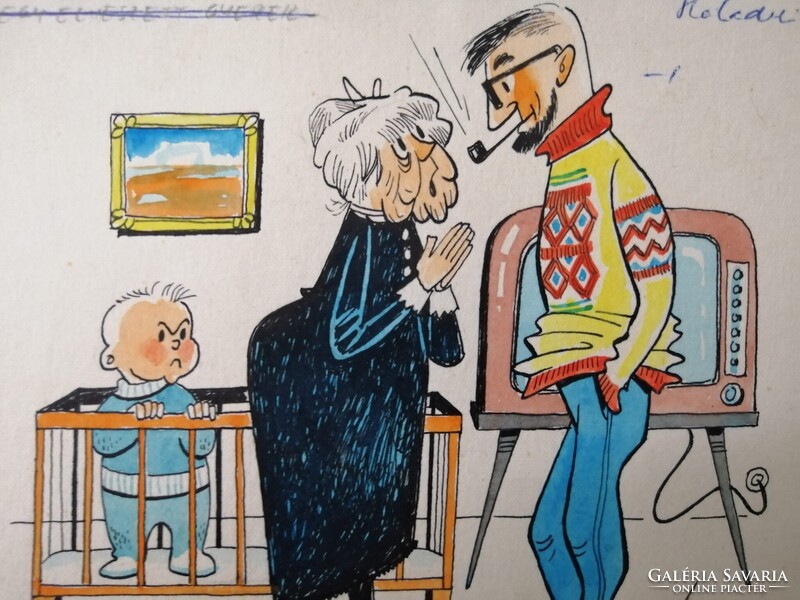 KIS LUDAS EREDETI KARIKATÚRA - NEMES TÖRÖK JÁNOS /1907-1980/- GRAFIKUS, KARIKATURISTA