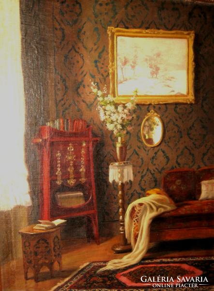 TAVASZI ÁRESÉS ! GARANTÁLTAN EREDETI CSODÁS SZONTÁGH TIBOR / 1873-1930/ ENTERIŐR