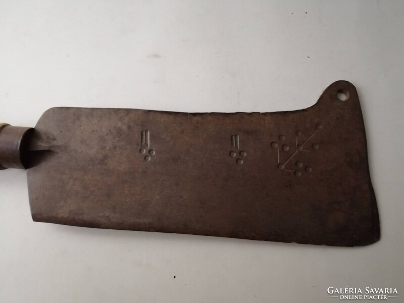 ANTIK KÉTKAROS JELZETT HENTES BÁRD - 59 CM