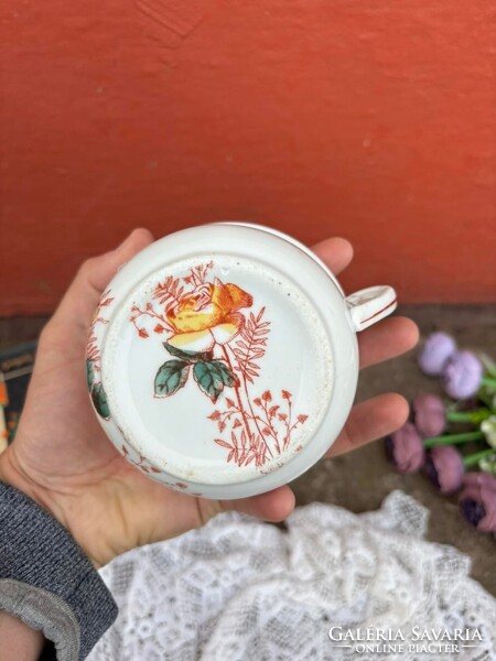 Gyönyörű sárga rózsás komabögre komacsésze porcelán