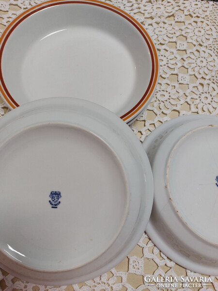 Alföldi menzás sárga-barna csíkos porcelán adagtál, tányér