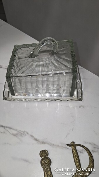 Art deco üveg sajt tartó