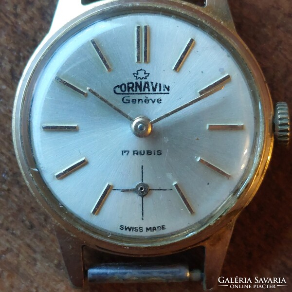 Cornavin Antimagnetic karóra. 17 köves, mechanikus, másodperc segédkörrel, bőr szíjjal, javítandó