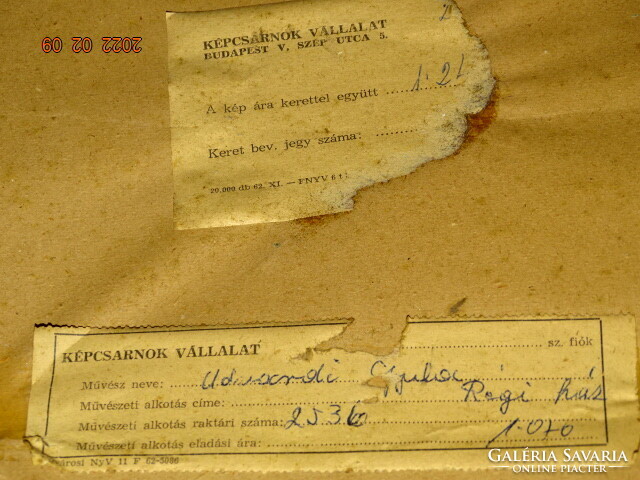 UDVARDI GYULA  ( KECSKEMÉT 1925-2016 ) : RÉGI HÁZ (SÁRGA FAL ) KÉPCSARNOKOS 1966