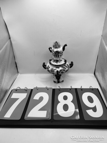 Retró kézzel készített orosz porcelán GZHEL SZAMOVÁR cukortartó,20x13cm.7289