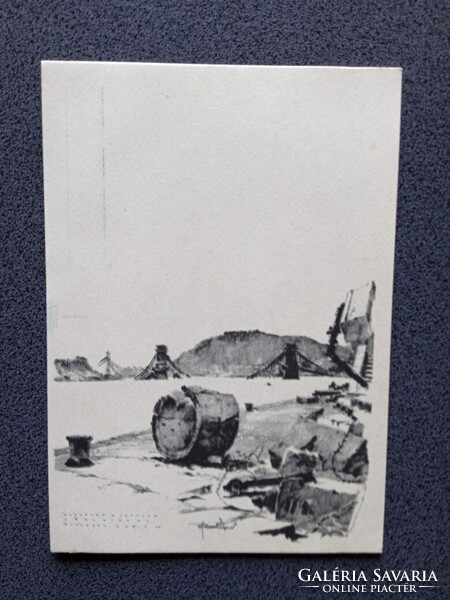 D206284 Budapest -Buda az ostrom után - A budai Dunapart - képeslap 1945 - Pfannl Egon