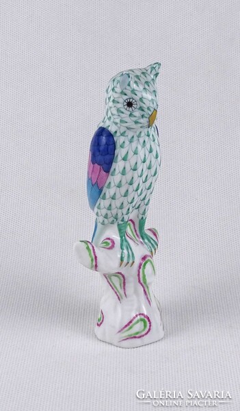 1U232 Kisméretű pikkely mintás Herendi porcelán bagoly 13 cm