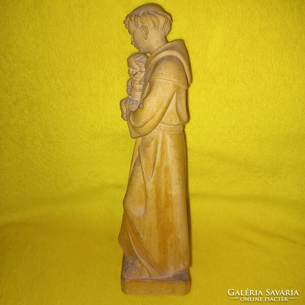 "Szent Antal ".fafaragás, fából faragott figura, szobor, vallási kegytárgy.