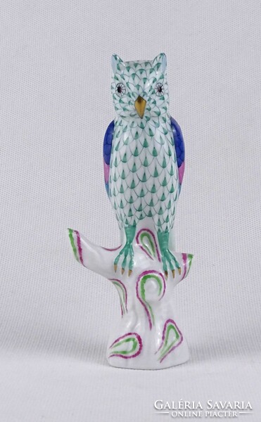 1U232 Kisméretű pikkely mintás Herendi porcelán bagoly 13 cm