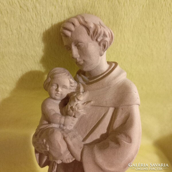 "Szent Antal ".fafaragás, fából faragott figura, szobor, vallási kegytárgy.