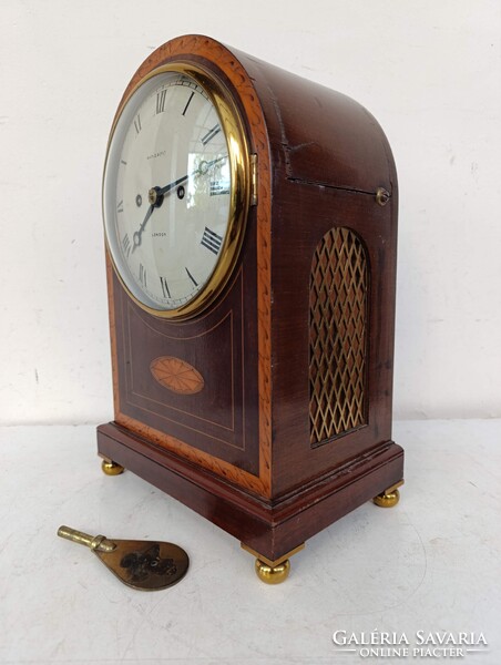 Antik óra 1890 Maple &amp; Co Ltd London 8 napos intarziás feles ütős bútoróra kandalló óra 528 1906