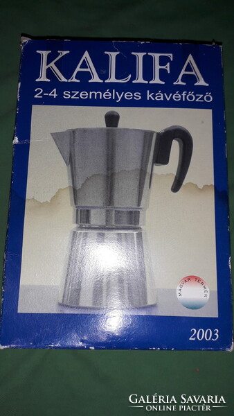 Retro magyar KORREKT állapotú KALIFA kotyogós 2 - 4 személyes KÁVÉFŐZŐ dobozával 22cm képek szerint