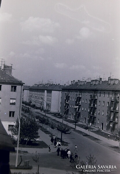 Régi fotónegativ kocka Kazincbarcika utcakép az 1960-as években B13/101