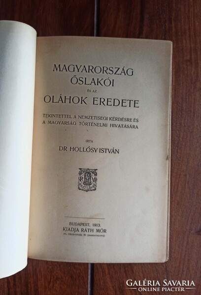 Hollósy István, dr.: Magyarország őslakói és az oláhok eredete.