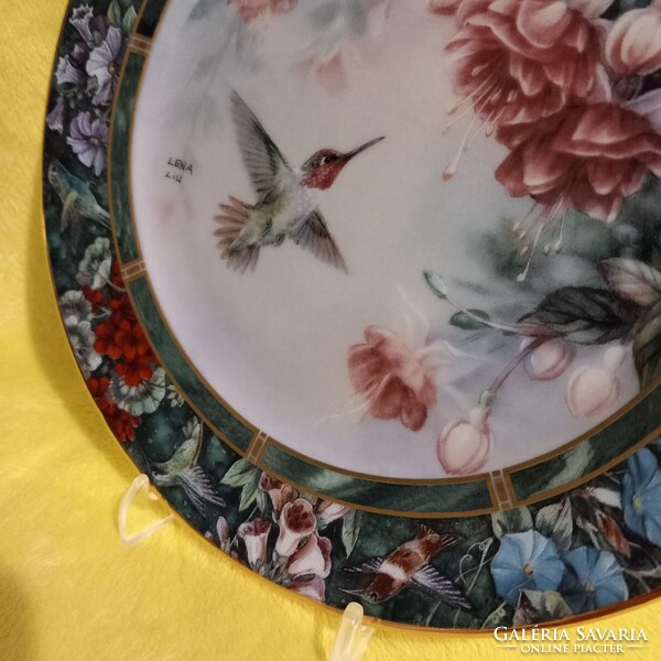 "Kolibri ". Meseszép, limitált, "Lena Liu " porcelán falitányér.
