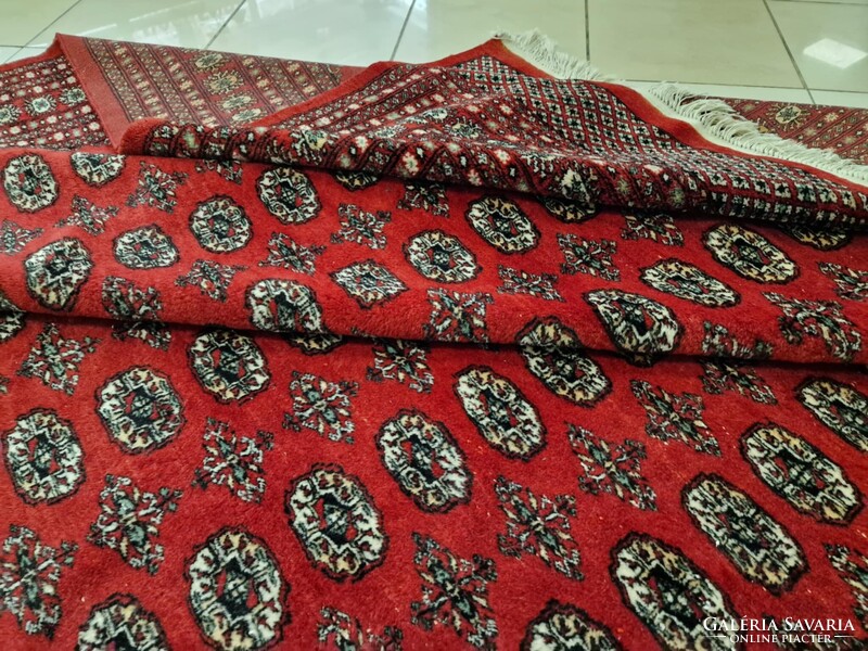 Újszerű pakisztáni bokhara-tekke 250x350 kézi gyapjú perzsa szőnyeg. KP02
