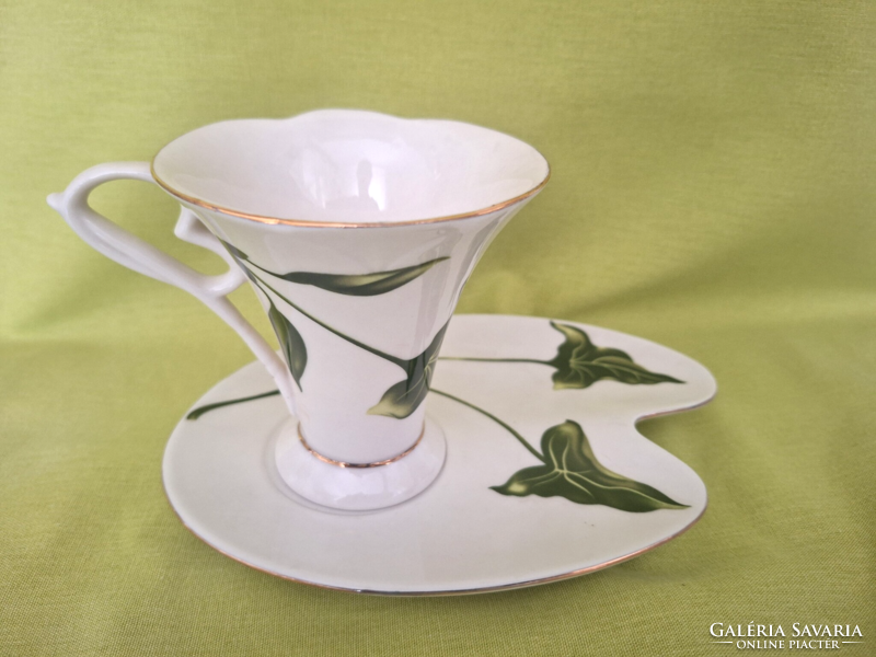 Szecesszió stílusu, angol porcelán teás, kávés csésze tányérral ( 2 darab)