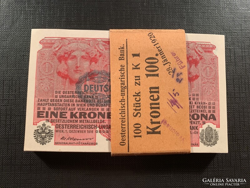 ***  UNC banki köteg 1916- os 1 korona ***