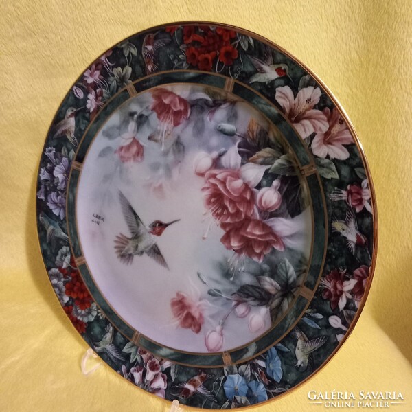 "Kolibri ". Meseszép, limitált, "Lena Liu " porcelán falitányér.