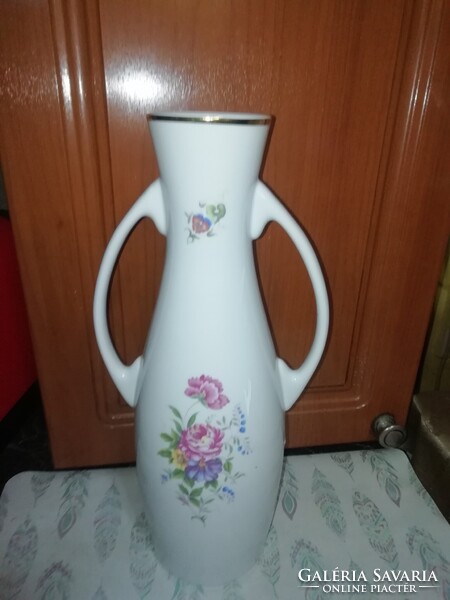 Hollóházi porcelán füles váza 36 cm magas