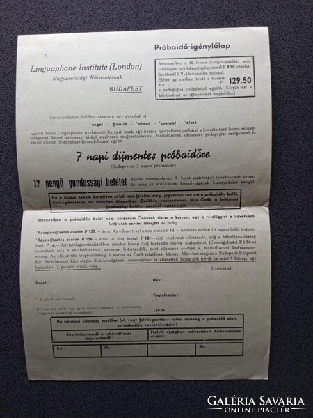 ZA622.4  Linguaphone reklámanyagok, gramafon nyelvtanulás 1930k