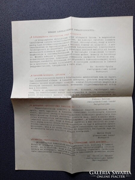 ZA622.4  Linguaphone reklámanyagok, gramafon nyelvtanulás 1930k