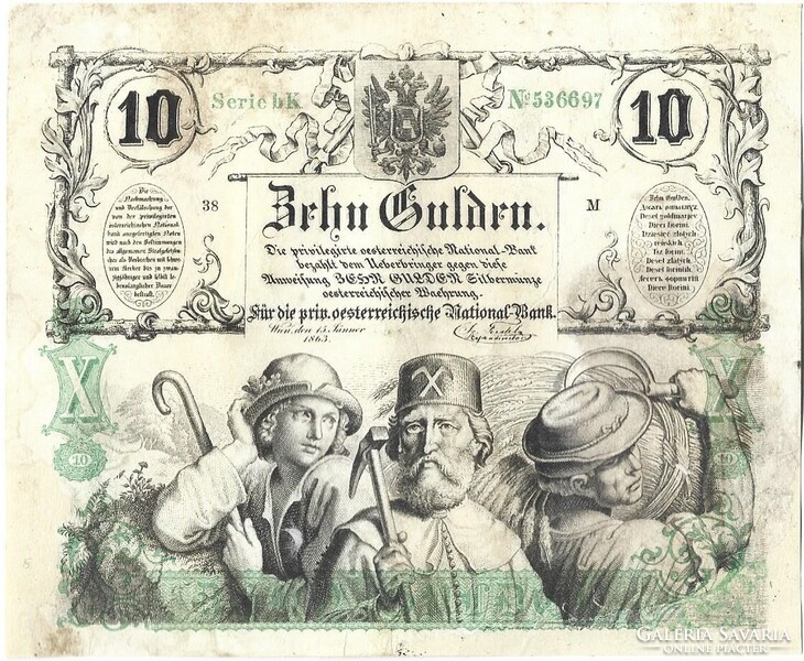10 forint / gulden 1863 restaurált Nagyon ritka Ausztria osztrák-magyar
