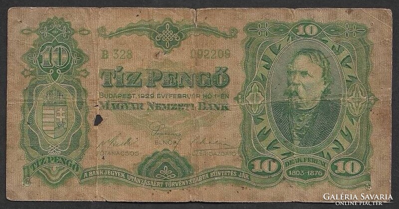 10 pengő 1929 VG-