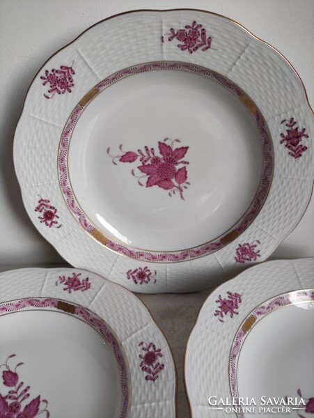 Lila Apponyi Purpur mintás Herendi porcelán mélytányér hibátlan