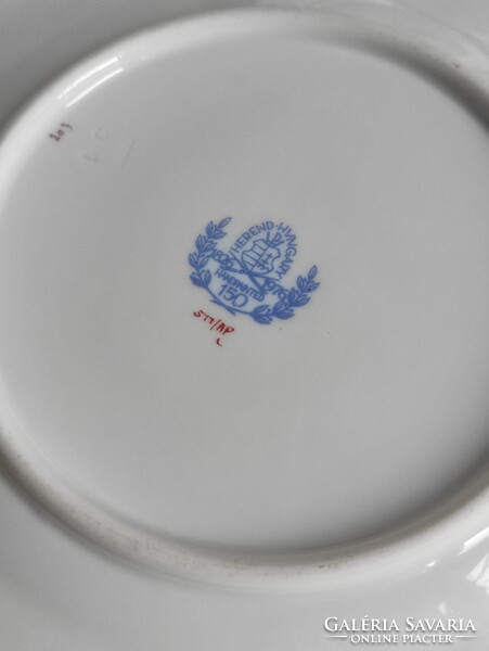 Lila Apponyi Purpur mintás Herendi porcelán süteményes tányér 5 db hibátlan