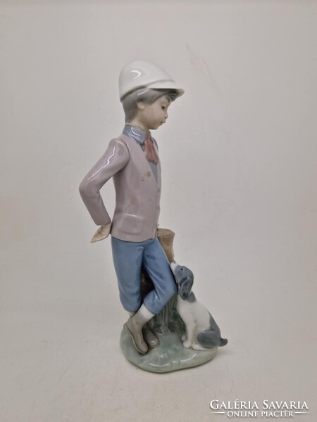 Lladro Nao porcelán kalapos fiú kutyával 23cm