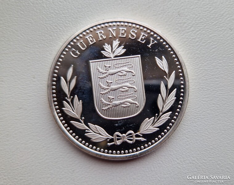 GUERNSEY 2 font 2014 8 DOUBLES DESIGN silver 1 oz Proof 1 uncia ezüst érme