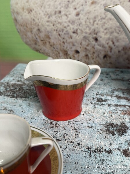 Hollóházi Színes Porcelán Teáskészlet ( Mid Century ) A146