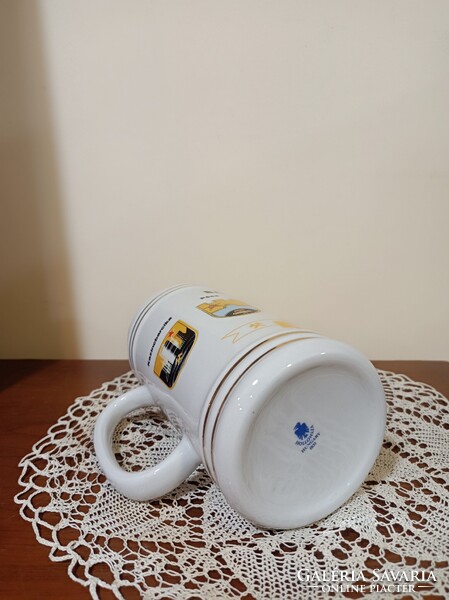 OMBKE Oroszlány  Tapolca Ajka Pècs Kazincbarcika Hollóházi bányász korsó, porcelán sörös korsó