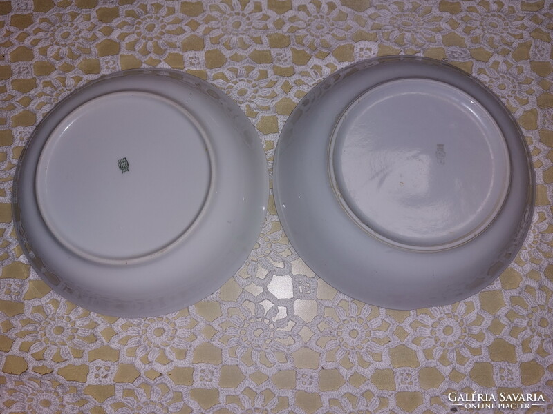 Zsolnay menzás, kék csíkos porcelán adagtál, tányér,