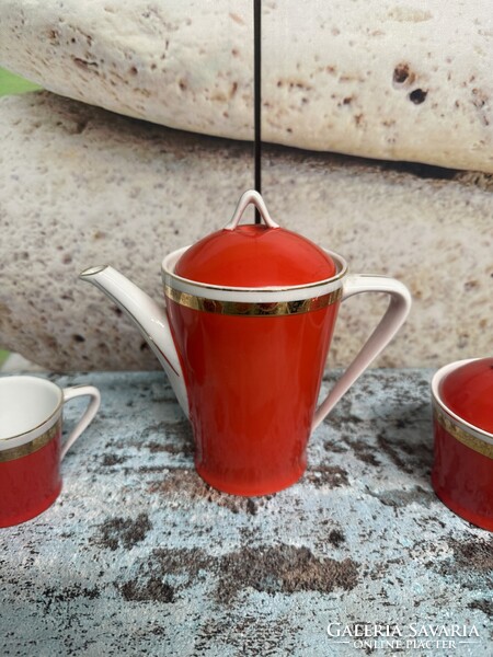 Hollóházi Színes Porcelán Teáskészlet ( Mid Century ) A146