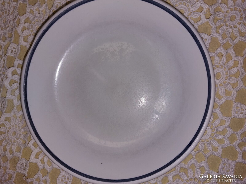 Zsolnay menzás, kék csíkos porcelán adagtál, tányér,