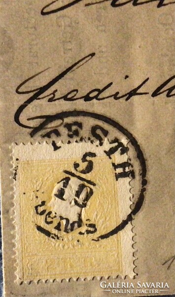 Ddsg. / Creditanstalt Filial Pest. / 1858 2 kr.bélyeg levélen OPM.