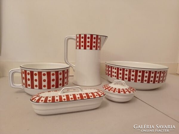 Antik porcelán fürdőszoba mosdó készlet lavór kancsó szappan fogkefe tartó 4351