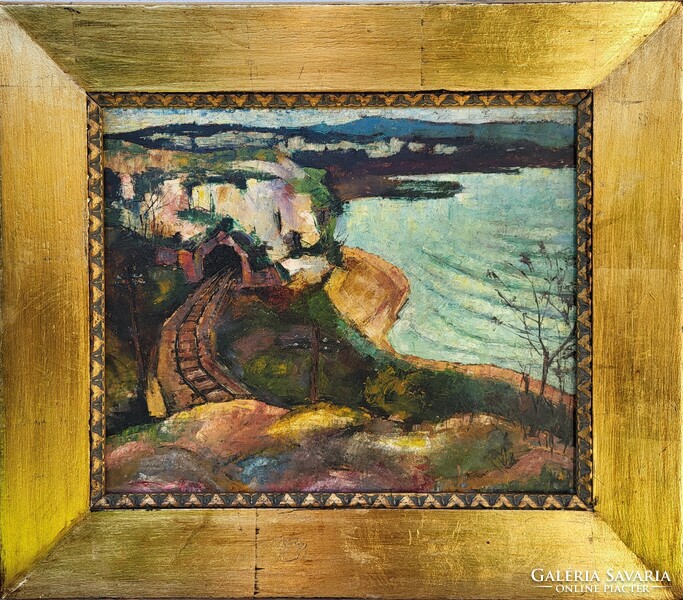 Hajós Imre László (1905 - 1977) Balatonakarattya 1930. c. festménye Eredeti Garanciával!