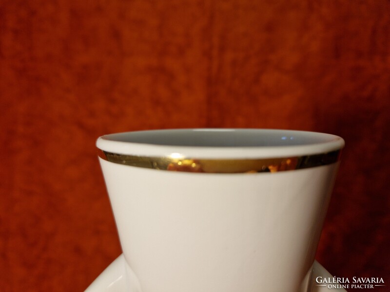1 Ft-ról! Hollóházi ,,paradicsommadaras" nagyméretű, 36,5 cm magas füles porcelán váza, hibátlan