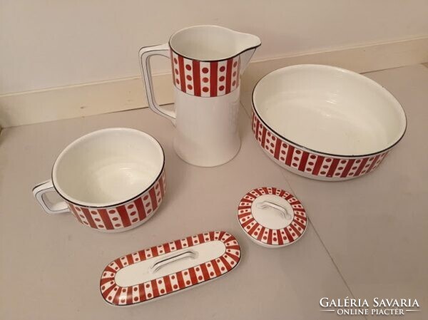 Antik porcelán fürdőszoba mosdó készlet lavór kancsó szappan fogkefe tartó 4351
