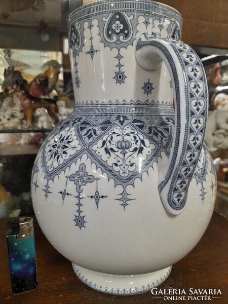 Régi Francia Sarreguemines Calcutta U & C Mosdó Porcelán Kancsó.28 cm.