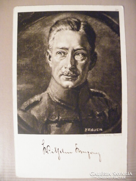 Régi katonai képeslap Vilmos porosz királyi herceg fotója (Kronprinz Friedrich)feldposkarte1914/1915