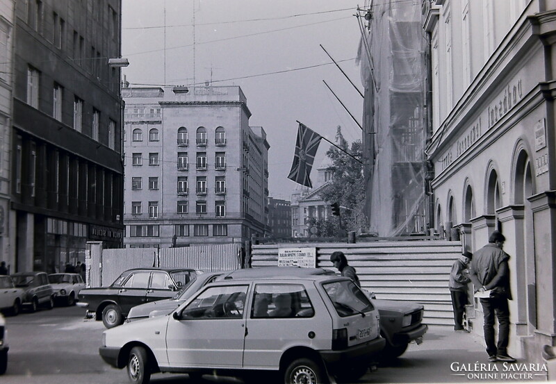 Régi fotónegatívok Budapest utcaképel Belváros Budavári Sikló Ruszvurm Gerbaud 1980-as évek közepe